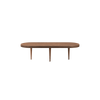 Sofabord Groove Coffee Table ovalt fra dk3 i røkt eik, med høyde på 37,5 cm.